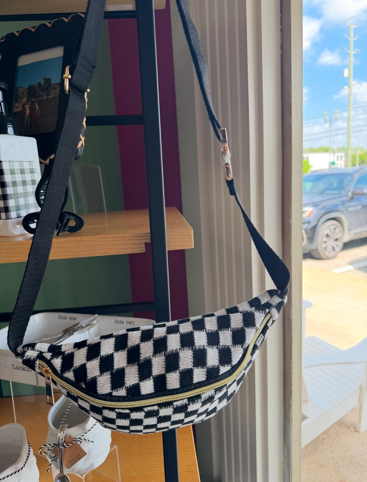 Checkered Charm Belt Bag
