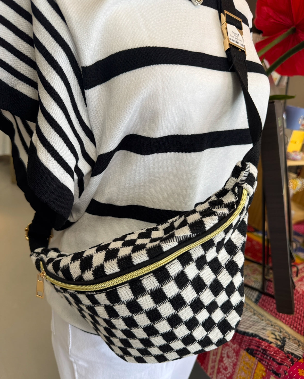 Checkered Charm Belt Bag