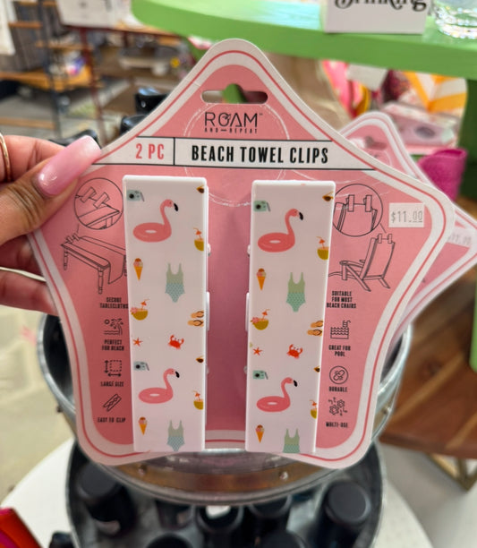 “Flamingle” Beach Towel Clips – 2 Pc Set